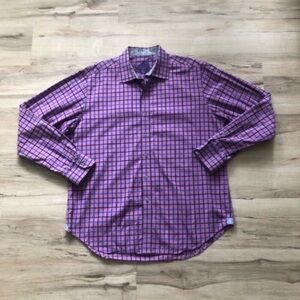 Robert Graham Purple and Blue Checkered Dress Shirt